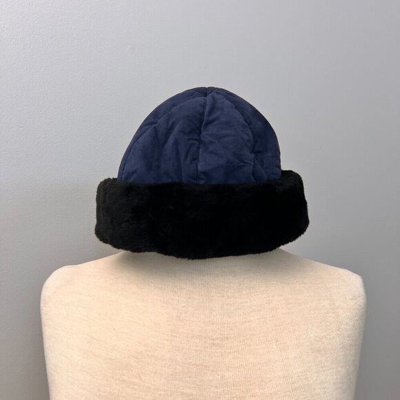 Skea Vintage Faux Fur Winter Hat Navy - Picture 8 of 8